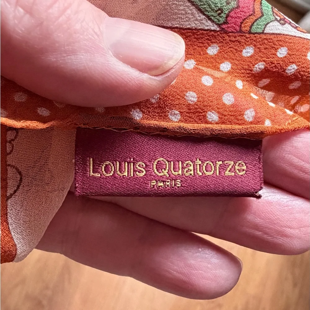 Orange Polka Dot and more print silk Scarf.